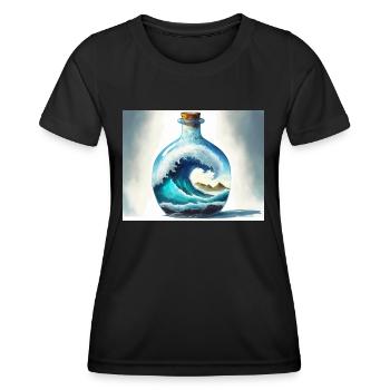 Monsterwelle in der Flasche - Frauen Funktions-T-Shirt - Schwarz - Vorne - AI Model Female 172 light (172cm)