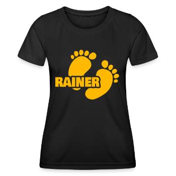 Naissance de Rainer - T-shirt sport Femme - noir - Devant - AI Model Female 172 light (172cm)