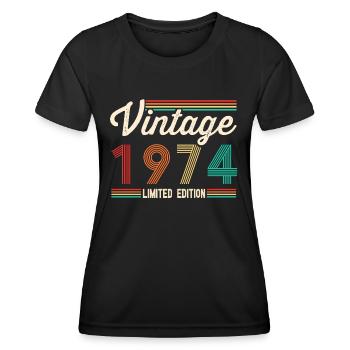 Vintage 1974 Humor Retro Anniversary Gift - Women's Functional T-Shirt - black - Front - AI Model Female 172 light (172cm)