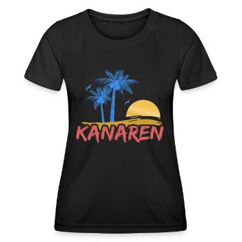 Plage des îles Canaries - T-shirt sport Femme - noir - Devant - AI Model Female 172 light (172cm)