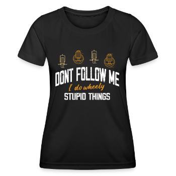 Ne me suis pas, je fais des choses stupides et stupides - T-shirt sport Femme - noir - Devant - AI Model Female 172 light (172cm)