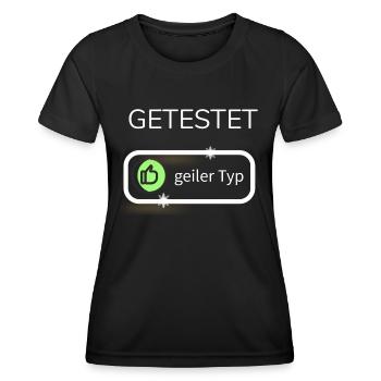 Test, getestet, geil, geiler typ, toller Mensch, - Frauen Funktions-T-Shirt - Schwarz - Vorne - AI Model Female 172 light (172cm)