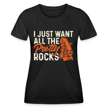 Rockhound Geology Collectionneur de pierres de collecte de roches - T-shirt sport Femme - noir - Devant - AI Model Female 172 light (172cm)