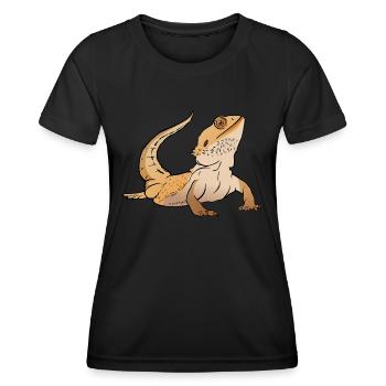 Bartagame Eidechse Reptil Herpetologe - Frauen Funktions-T-Shirt - Schwarz - Vorne - AI Model Female 172 light (172cm)