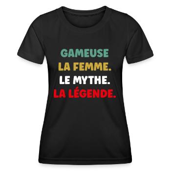 La femme le mythe la légende gameuse - T-shirt sport Femme - noir - Devant - AI Model Female 172 light (172cm)