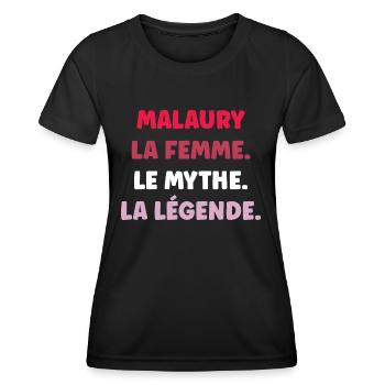 Malaury la femme le mythe la légende - T-shirt sport Femme - noir - Devant - AI Model Female 172 light (172cm)