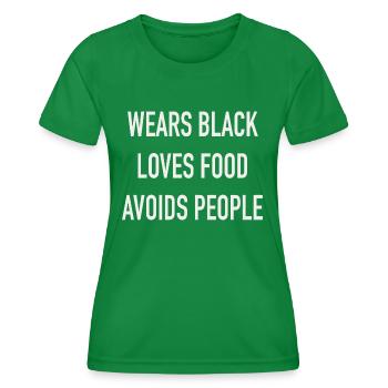 Wears black - Women's Functional T-Shirt - kelly green - Front - AI Model Female 172 dark (172cm)