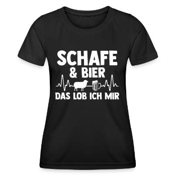 Landwirt Schäfer Bier Bauernhof Schafe - Frauen Funktions-T-Shirt - Schwarz - Vorne - AI Model Female 172 light (172cm)