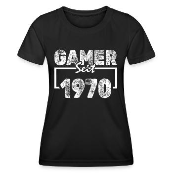 E 1970 - Frauen Funktions-T-Shirt - Schwarz - Vorne - AI Model Female 172 light (172cm)