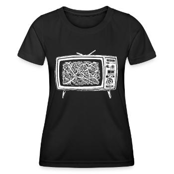 Retro Fernseher Störung - Frauen Funktions-T-Shirt - Schwarz - Vorne - AI Model Female 172 light (172cm)