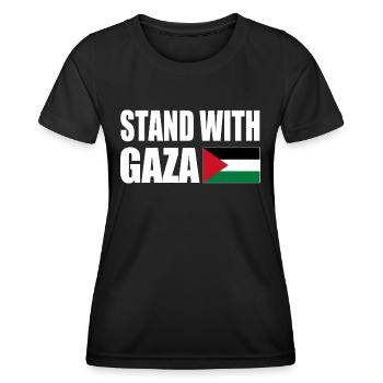 Stand with gaza - Frauen Funktions-T-Shirt - Schwarz - Vorne - AI Model Female 172 light (172cm)