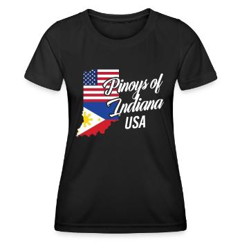 Philippins par Indiana Design pour Proud Fil-Ams - T-shirt sport Femme - noir - Devant - AI Model Female 172 light (172cm)
