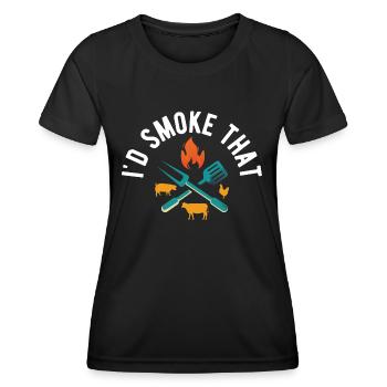 I'd Smoke That Grill BBQ Short Ribs Rack - Frauen Funktions-T-Shirt - Schwarz - Vorne - AI Model Female 172 light (172cm)