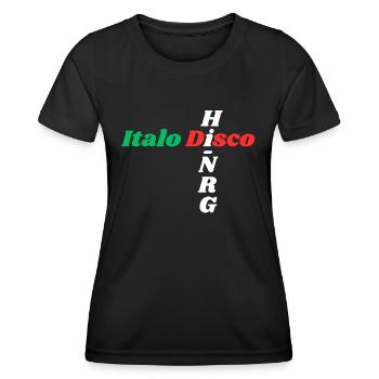 Italo Disco Hi NRG t shirt - Women's Functional T-Shirt - black - Front - AI Model Female 172 light (172cm)