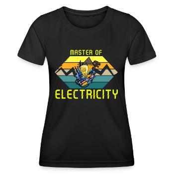Master of electricity Electrician Lighting Technician - Women's Functional T-Shirt - black - Front - AI Model Female 172 light (172cm)