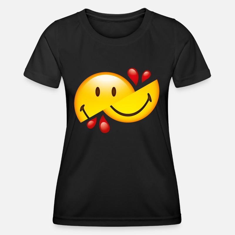 Smiley Glossy Cut in Half - Women's Functional T-Shirt - black