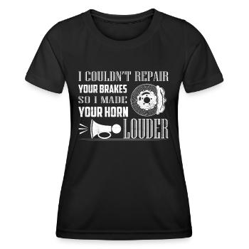 Je n’ai pas pu réparer les freins, alors j’ai fait klaxon plus fort Mecha - T-shirt sport Femme - noir - Devant - AI Model Female 172 light (172cm)