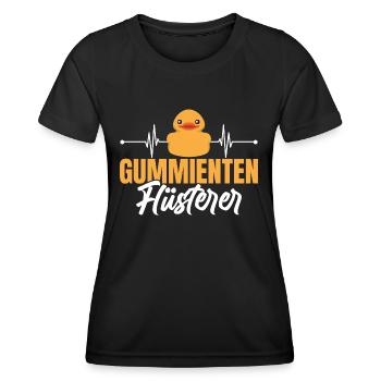 Badeente Gummienten Flüsterer Herzschlag - Frauen Funktions-T-Shirt - Schwarz - Vorne - AI Model Female 172 light (172cm)