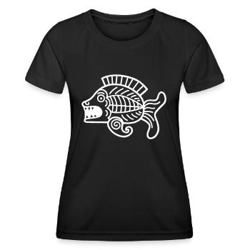 Kultur der Inkas, Fischsymbol - Frauen Funktions-T-Shirt - Schwarz - Vorne - AI Model Female 172 light (172cm)