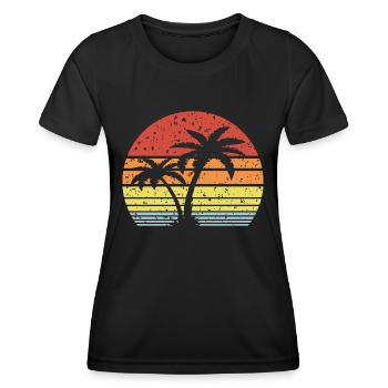 Retro Sonne Palmen - Frauen Funktions-T-Shirt - Schwarz - Vorne - AI Model Female 172 light (172cm)