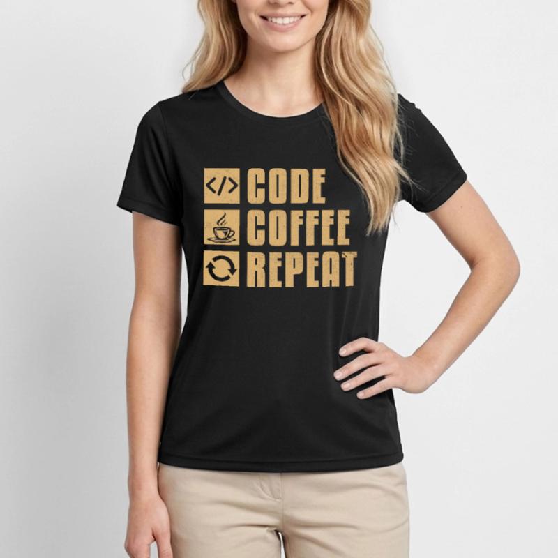 Coffee Coding Programmer Coder Developer Nerd Coff Women's Functional T-Shirt