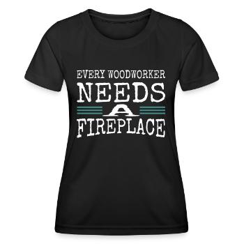Aaron Carpenter Tshirts Woodworking - Women's Functional T-Shirt - black - Front - AI Model Female 172 light (172cm)