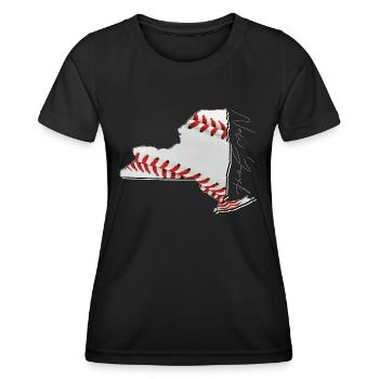 New York (États-Unis) | Vrai baseball | Carte Scpt - T-shirt sport Femme - noir - Devant - AI Model Female 172 light (172cm)