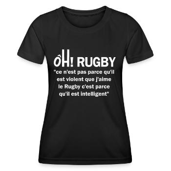 rugby intelligent2 - T-shirt sport Femme - noir - Devant - AI Model Female 172 light (172cm)