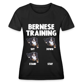 Bouvier Bernois Training Chien - T-shirt sport Femme - noir - Devant - AI Model Female 172 light (172cm)