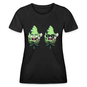 Drôles de bourgeons de weed personnages Smoking Joint - T-shirt sport Femme - noir - Devant - AI Model Female 172 light (172cm)