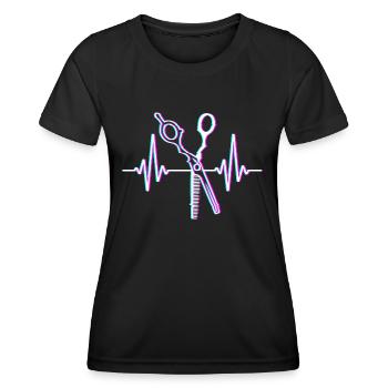 Herzschlag Frisör Salon Schere Barber Friseur Gesc - Frauen Funktions-T-Shirt - Schwarz - Vorne - AI Model Female 172 light (172cm)