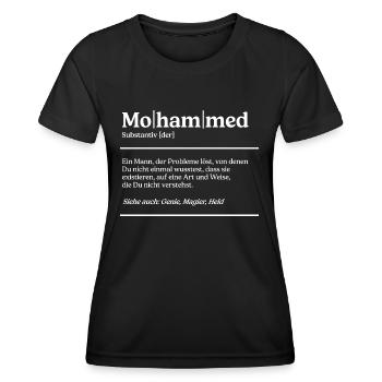 Mohammed Definition Design für stolze Mohammeds - Frauen Funktions-T-Shirt - Schwarz - Vorne - AI Model Female 172 light (172cm)