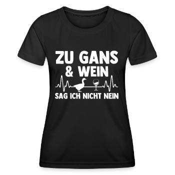 Wein Gans Gänse - Frauen Funktions-T-Shirt - Schwarz - Vorne - AI Model Female 172 light (172cm)