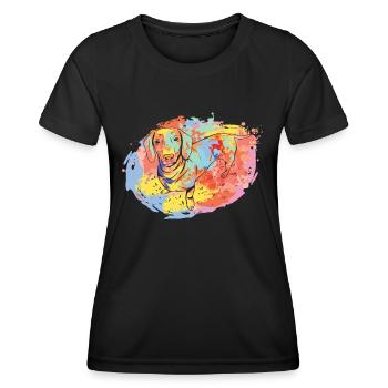 Retro Grafik Dackel Hundebesitzer Hundeliebhaber Wiener - Frauen Funktions-T-Shirt - Schwarz - Vorne - AI Model Female 172 light (172cm)