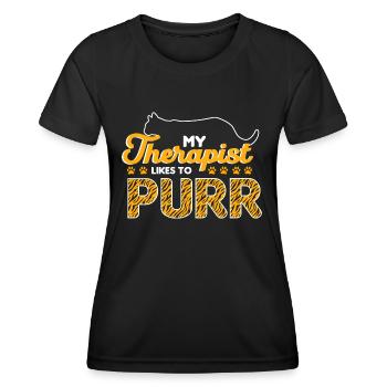 My Therapist Likes To Purr - Women's Functional T-Shirt - black - Front - AI Model Female 172 light (172cm)