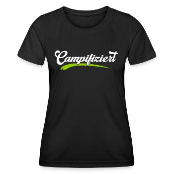 camper outdoor camping campifiziert am lagerfeuer - Frauen Funktions-T-Shirt - Schwarz - Vorne - AI Model Female 172 light (172cm)