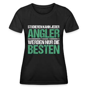 Anyone can study - Angler Edition - Women's Functional T-Shirt - black - Front - AI Model Female 172 light (172cm)