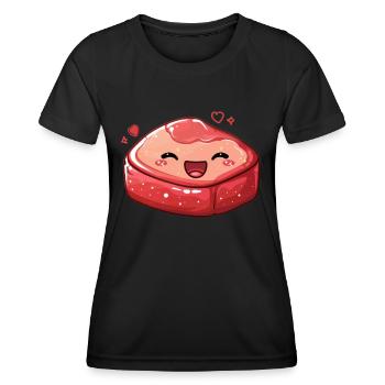 Steak sucré aux yeux écarquillés - T-shirt sport Femme - noir - Devant - AI Model Female 172 light (172cm)