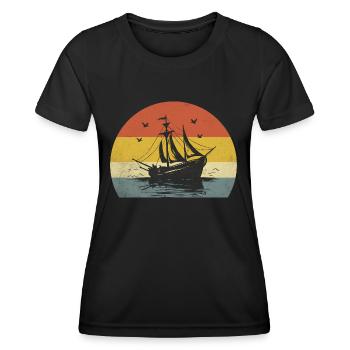 Retro Bootfahren Paddelboot - Frauen Funktions-T-Shirt - Schwarz - Vorne - AI Model Female 172 light (172cm)