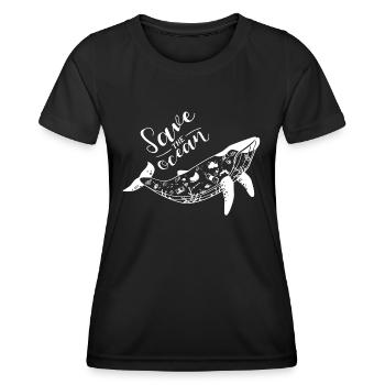 SAVE THE OCEAN Umweltschutz Ozean Meer Wal - Frauen Funktions-T-Shirt - Schwarz - Vorne - AI Model Female 172 light (172cm)