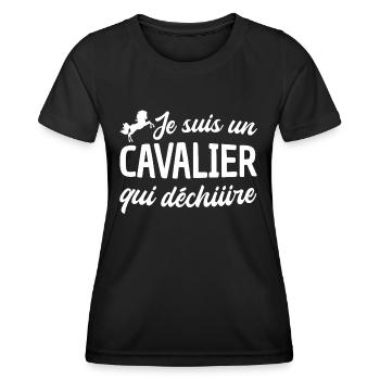 je suis un cavalier qui déchire - T-shirt sport Femme - noir - Devant - AI Model Female 172 light (172cm)