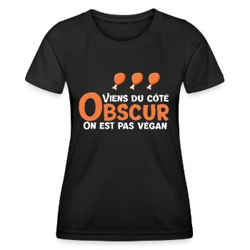 Poulet viande anti végan bouffe aliment - T-shirt sport Femme - noir - Devant - AI Model Female 172 light (172cm)