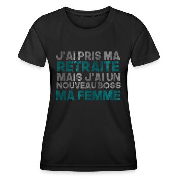 j'ai pris ma retraite - T-shirt sport Femme - noir - Devant - AI Model Female 172 light (172cm)