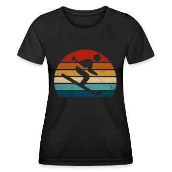 Retro-Ski - Frauen Funktions-T-Shirt - Schwarz - Vorne - AI Model Female 172 light (172cm)