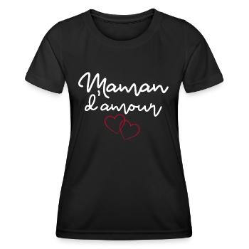 Cadeau maman d'amour. - T-shirt sport Femme - noir - Devant - AI Model Female 172 light (172cm)