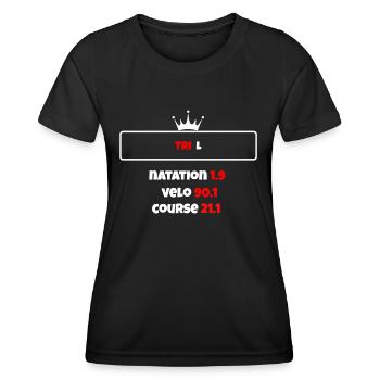 T shirt triathlon Distance L - T-shirt sport Femme - noir - Devant - AI Model Female 172 light (172cm)