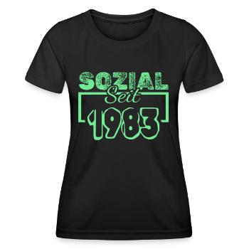 Jahr 1983 - Frauen Funktions-T-Shirt - Schwarz - Vorne - AI Model Female 172 light (172cm)