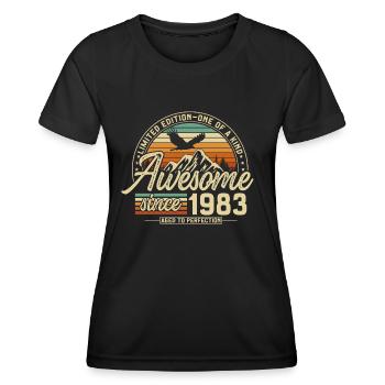 Awesome since 1983 Vintage Vintage Birthday - Women's Functional T-Shirt - black - Front - AI Model Female 172 light (172cm)
