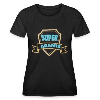 Prénom Aramis - T-shirt sport Femme - noir - Devant - AI Model Female 172 light (172cm)