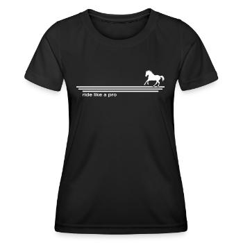 Équitation Équitation Amour Cheval Cours d’équitation Voltegieren - T-shirt sport Femme - noir - Devant - AI Model Female 172 light (172cm)